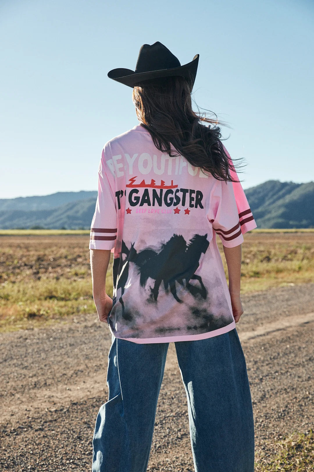 T-shirt très oversized Sabbi Rodeo Self Love Club – Rose – Femme