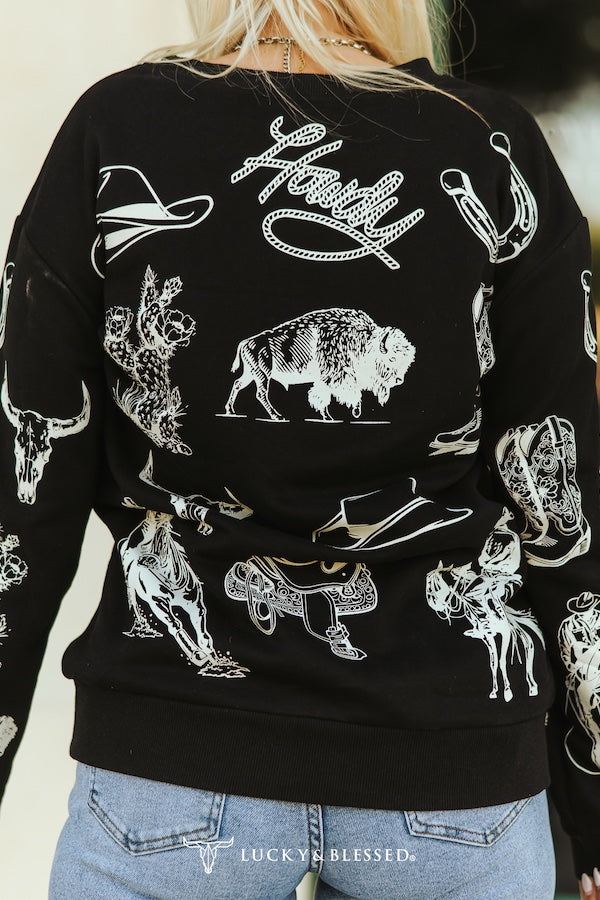 Crewneck western graphique noir