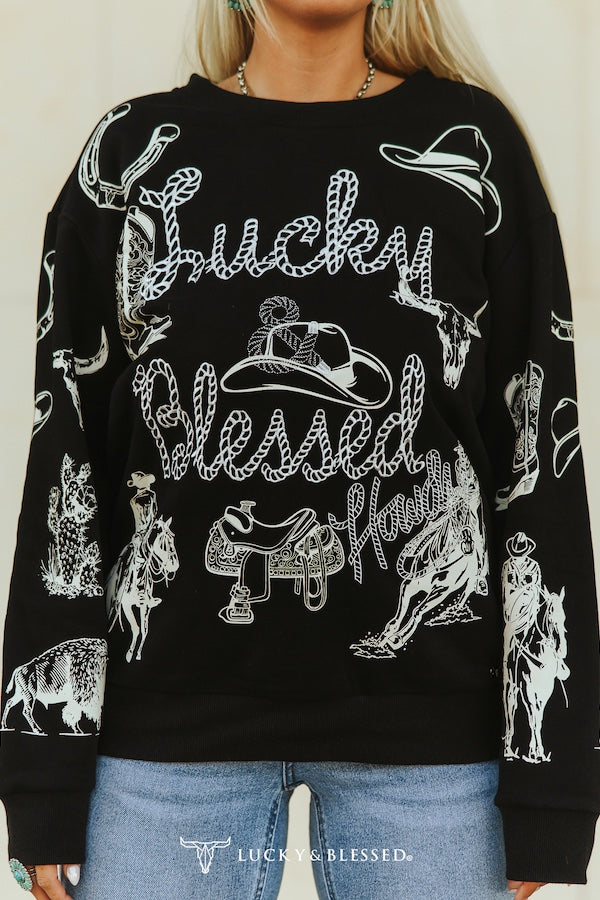 Crewneck western graphique noir