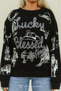 Crewneck western graphique noir