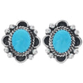 Boucles d’oreilles navajos en argent sterling avec turquoises Kingman naturelles