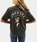 T-shirt « Country Liberty Cowgirl » noir vintage