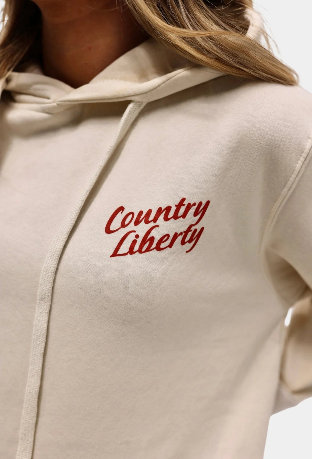 Hoodie « Country Liberty Skull Cowboy » crème