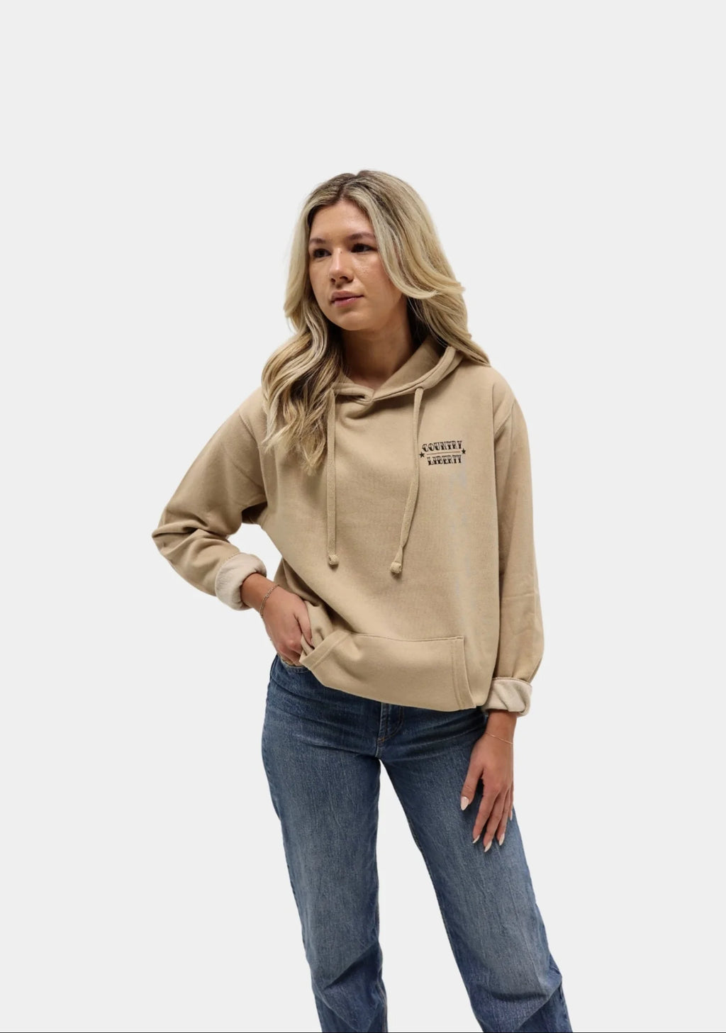 Hoodie « Country Liberty Cowgirl » sable