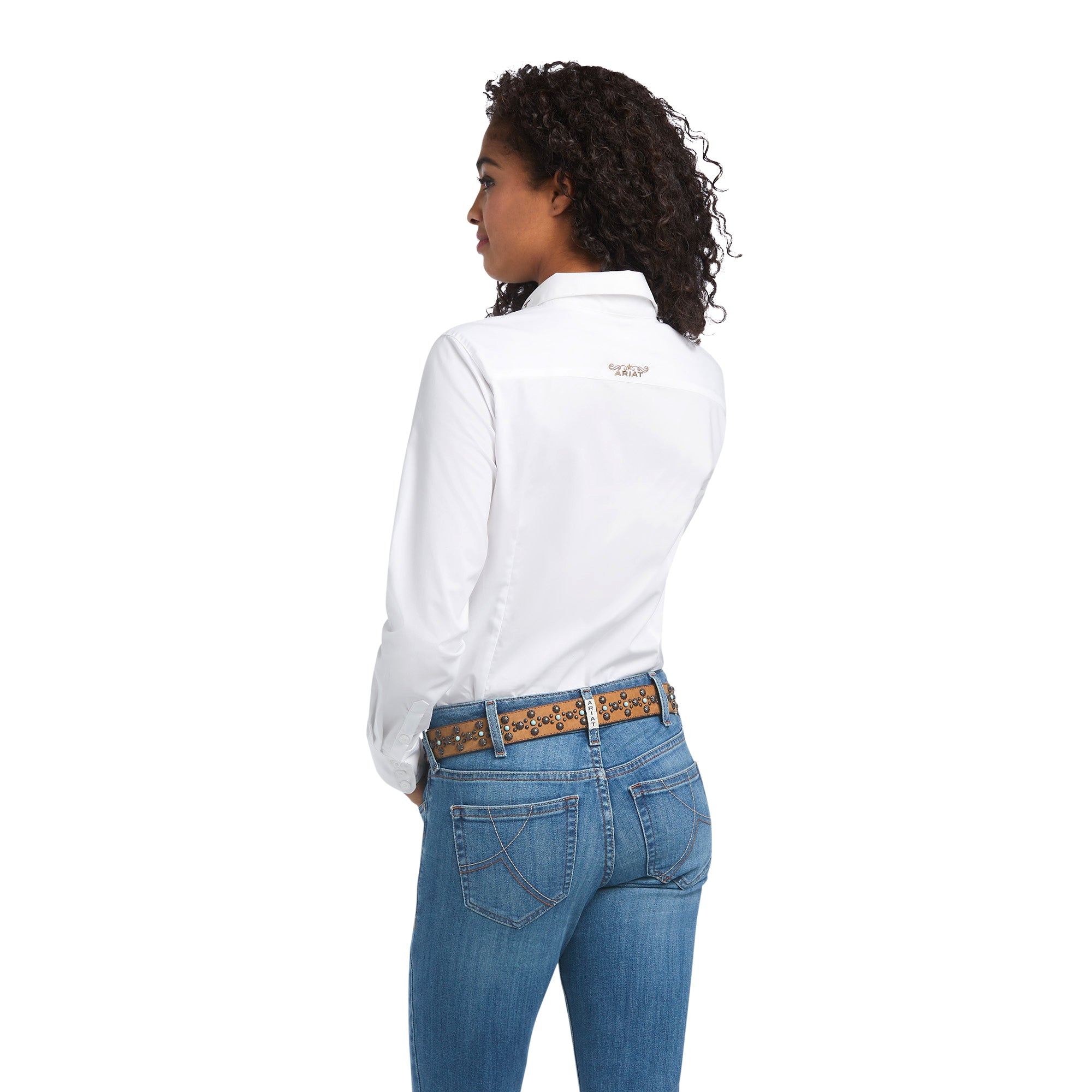 Chemise Ariat Femme – Team Kirby Stretch White logo leopard