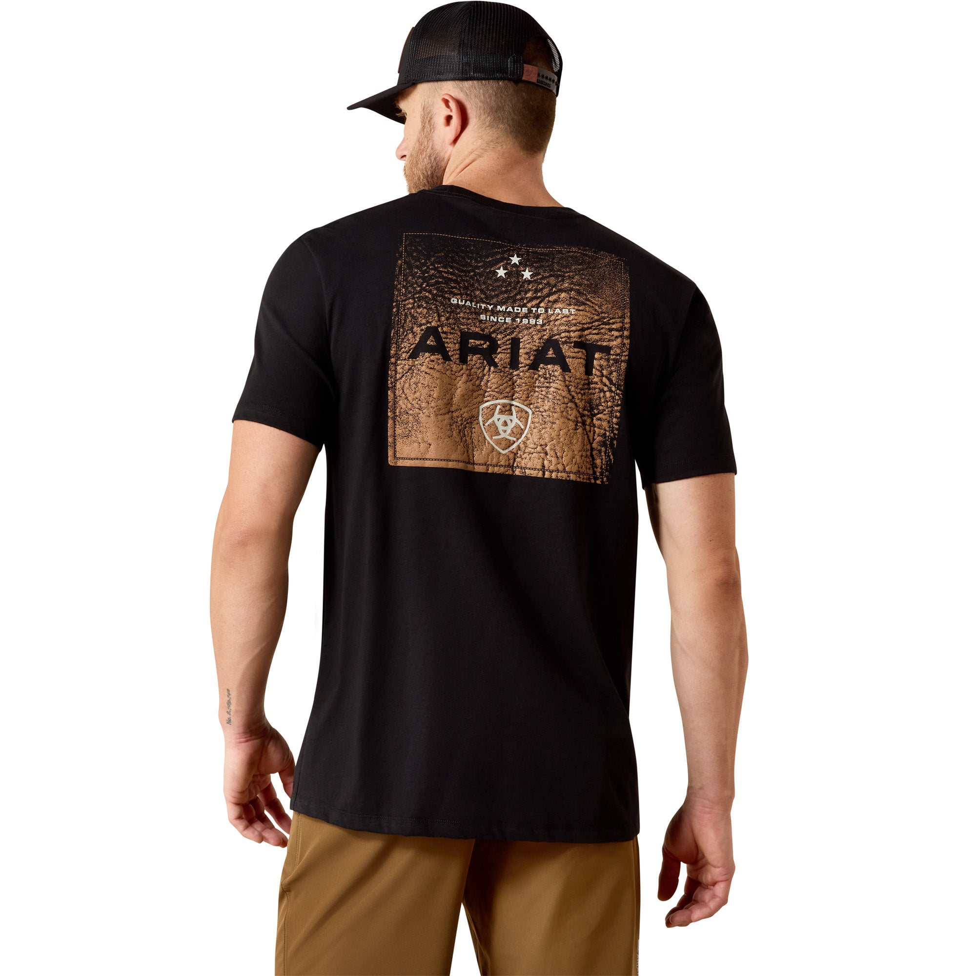 T-shirt Ariat Boot Leather Patch - Homme - Black