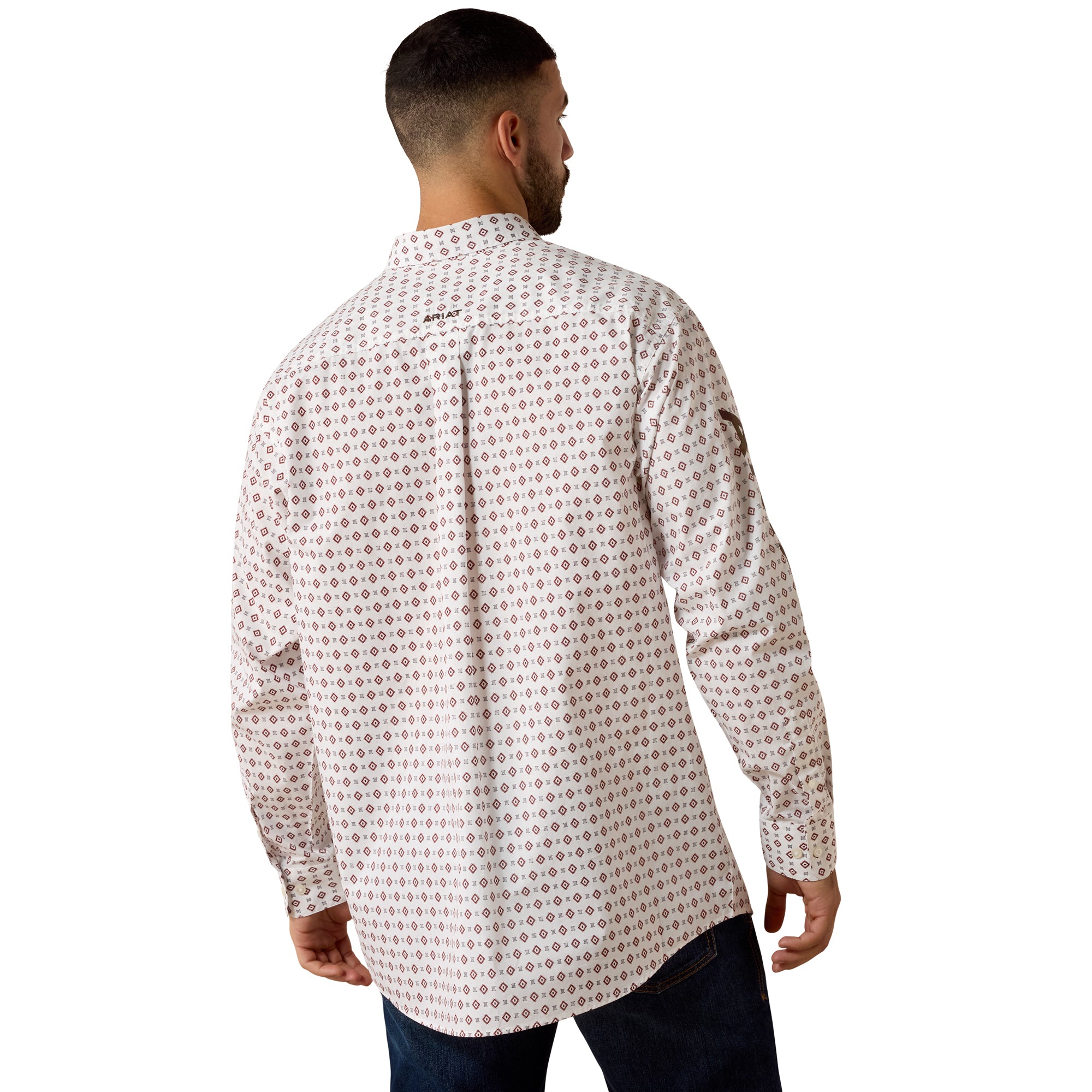 Chemise Ariat Homme – Team Dallas Classic Fit White Multi Geo Print / Black