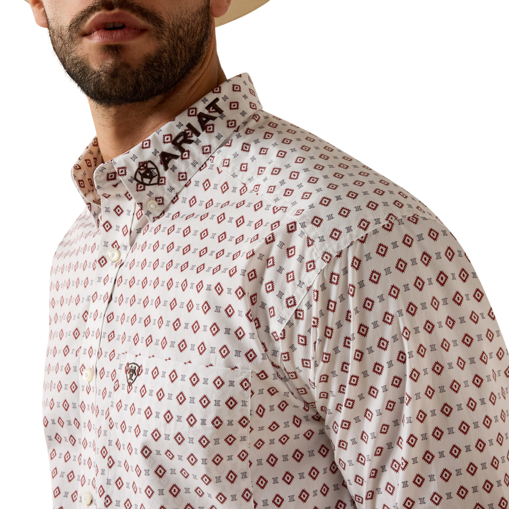 Chemise Ariat Homme – Team Dallas Classic Fit White Multi Geo Print / Black