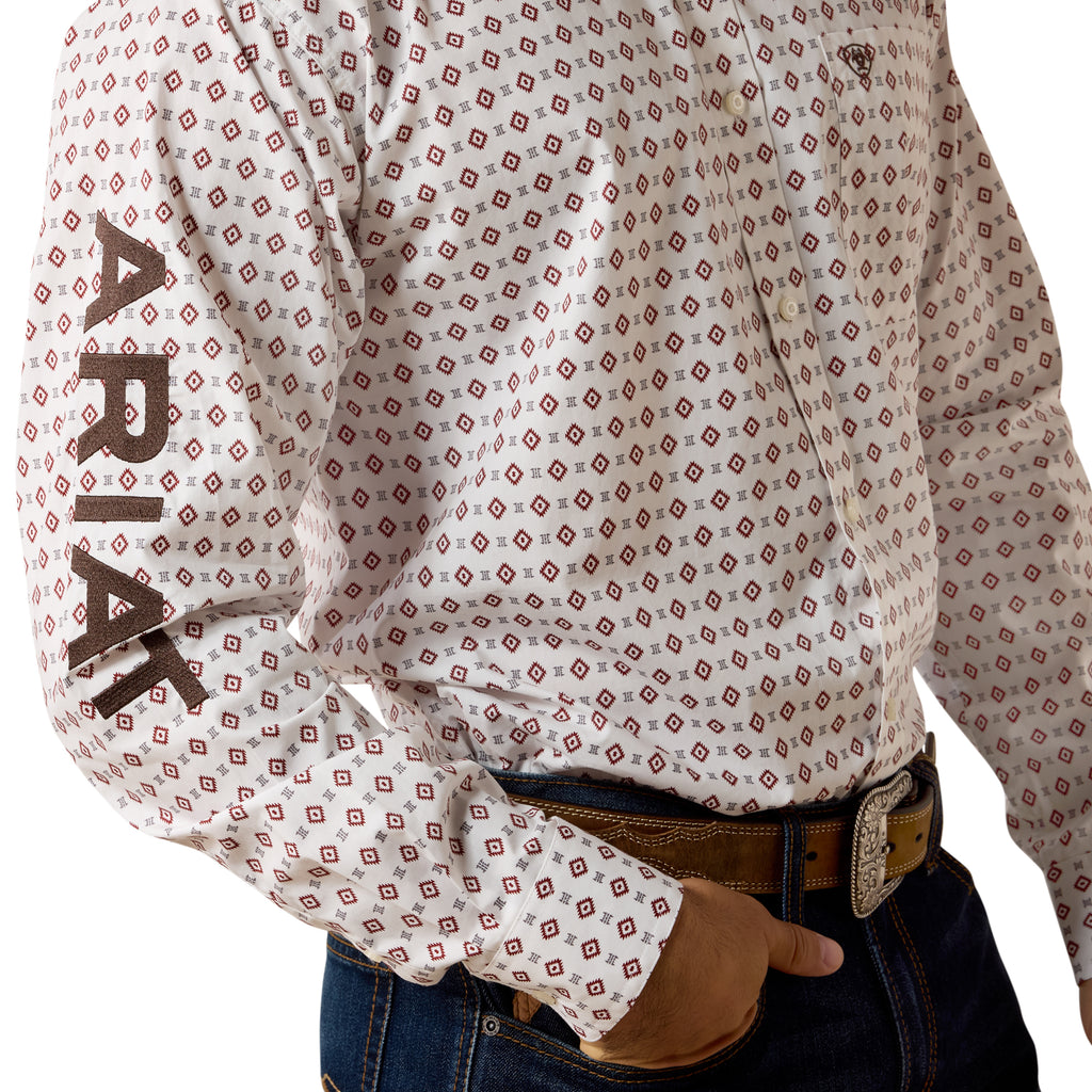 Chemise Ariat Homme – Team Dallas Classic Fit White Multi Geo Print / Black