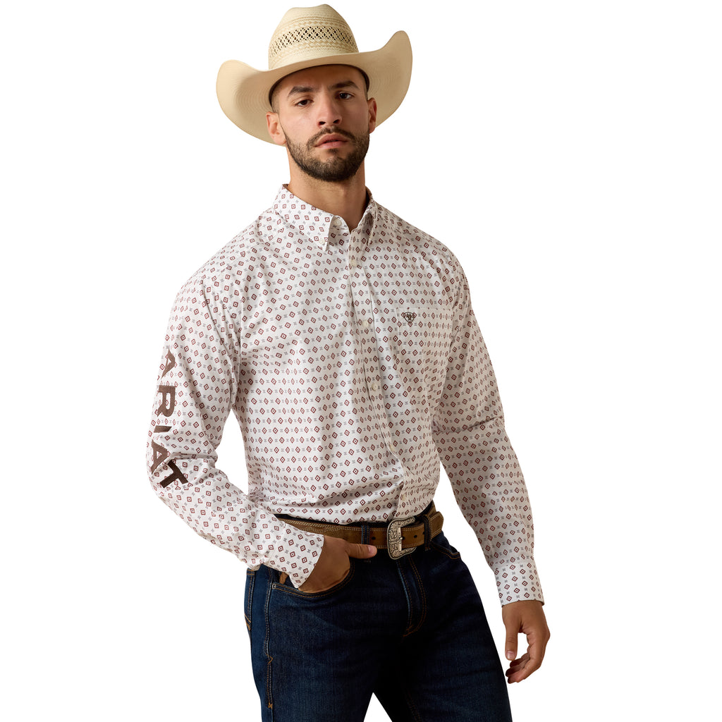 Chemise Ariat Homme – Team Dallas Classic Fit White Multi Geo Print / Black