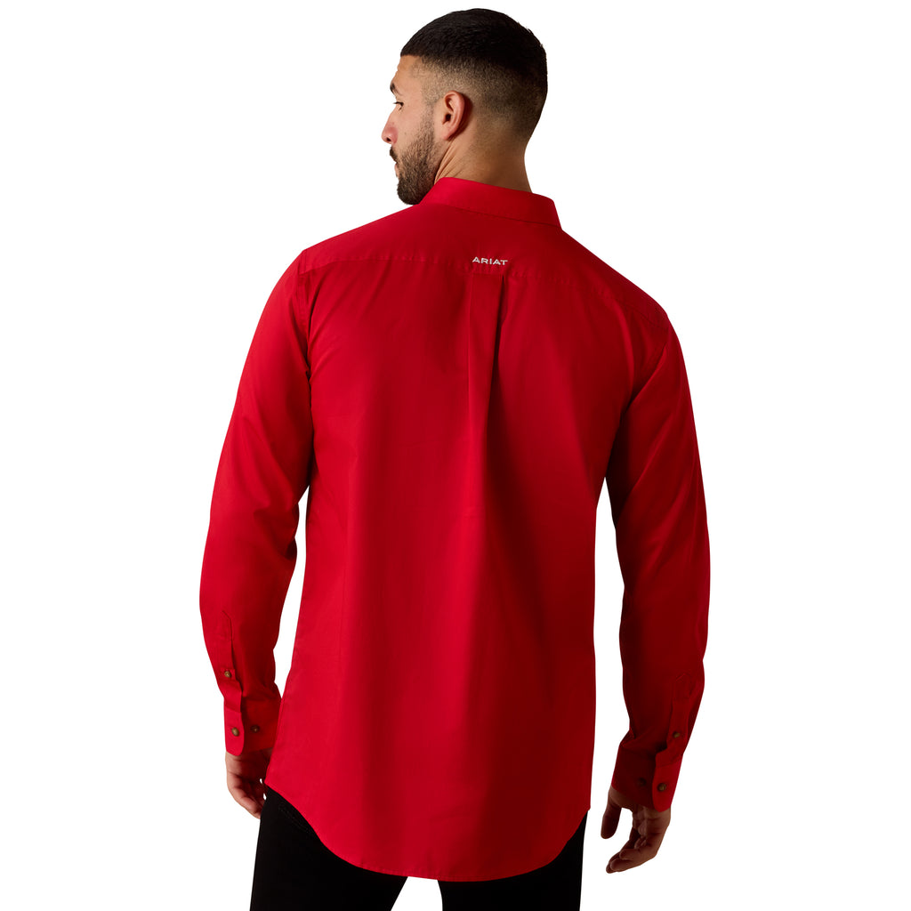 Chemise Ariat Homme – Team Logo Lightweight Twill Fitted Tango Red / White