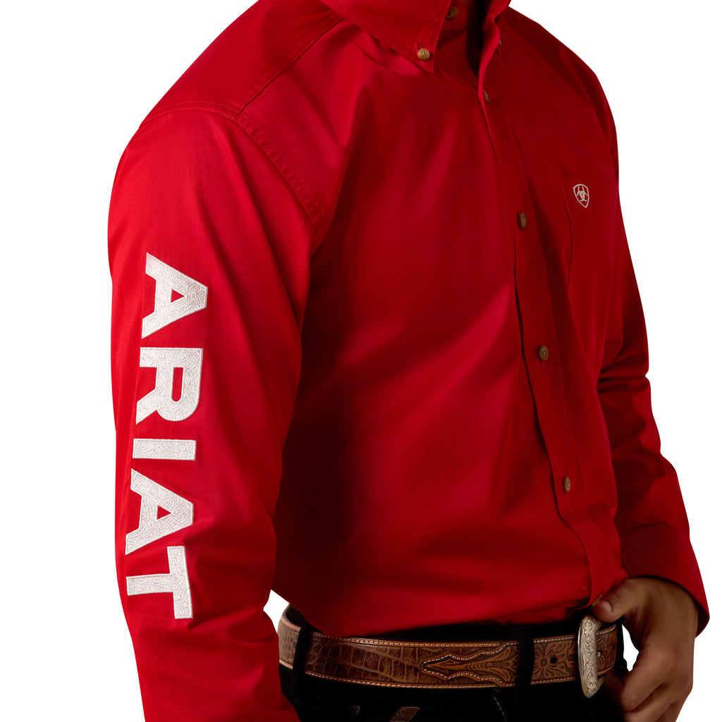 Chemise Ariat Homme – Team Logo Lightweight Twill Fitted Tango Red / White