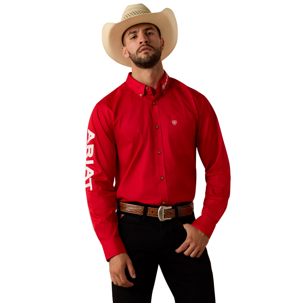 Chemise Ariat Homme – Team Logo Lightweight Twill Fitted Tango Red / White