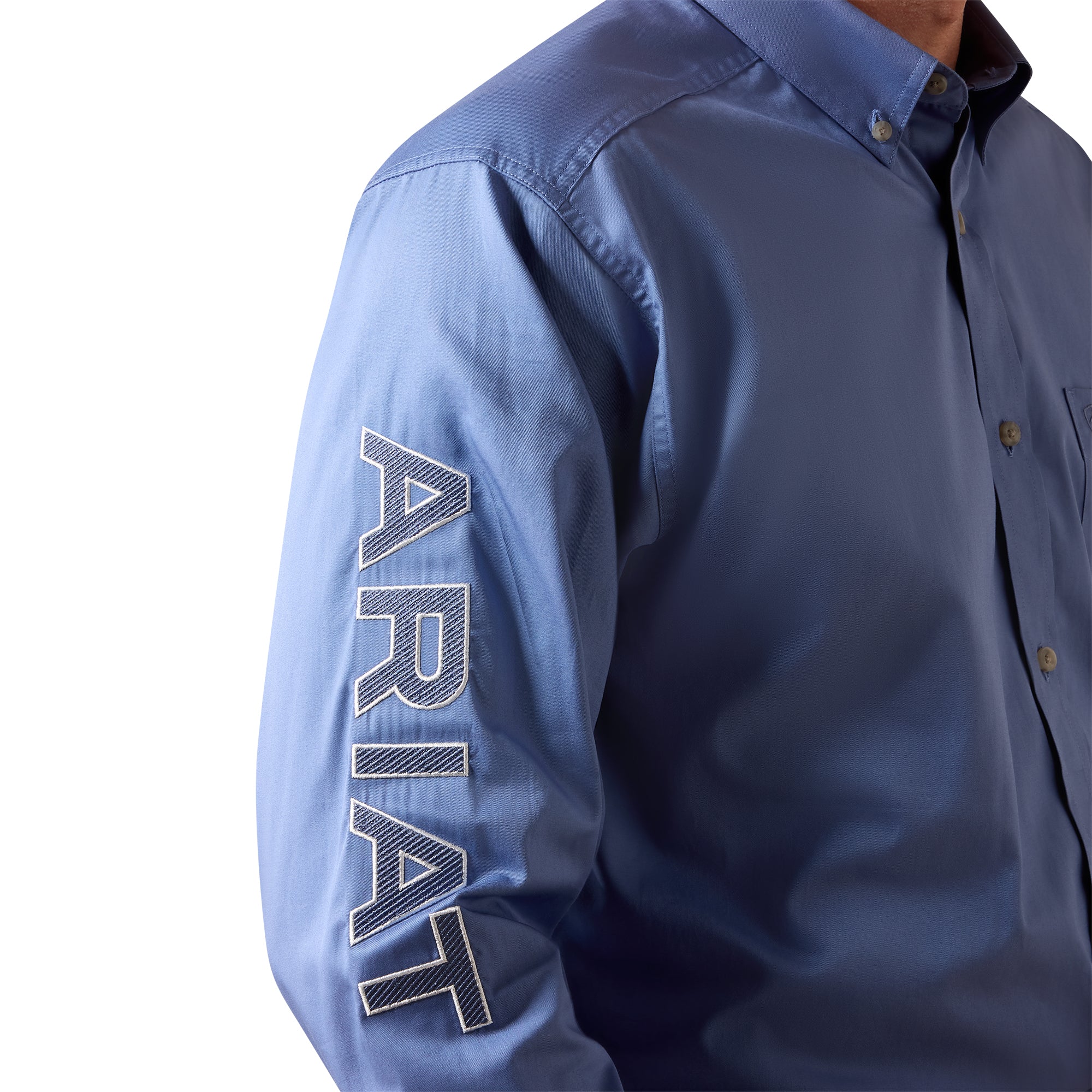 Chemise Ariat Homme – Team Logo Lightweight Twill Classic Fit Colonial Blue / White