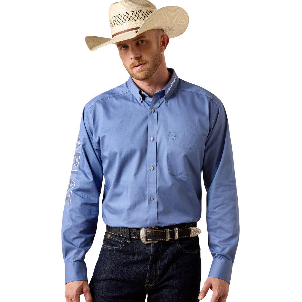 Chemise Ariat Homme – Team Logo Lightweight Twill Classic Fit Colonial Blue / White