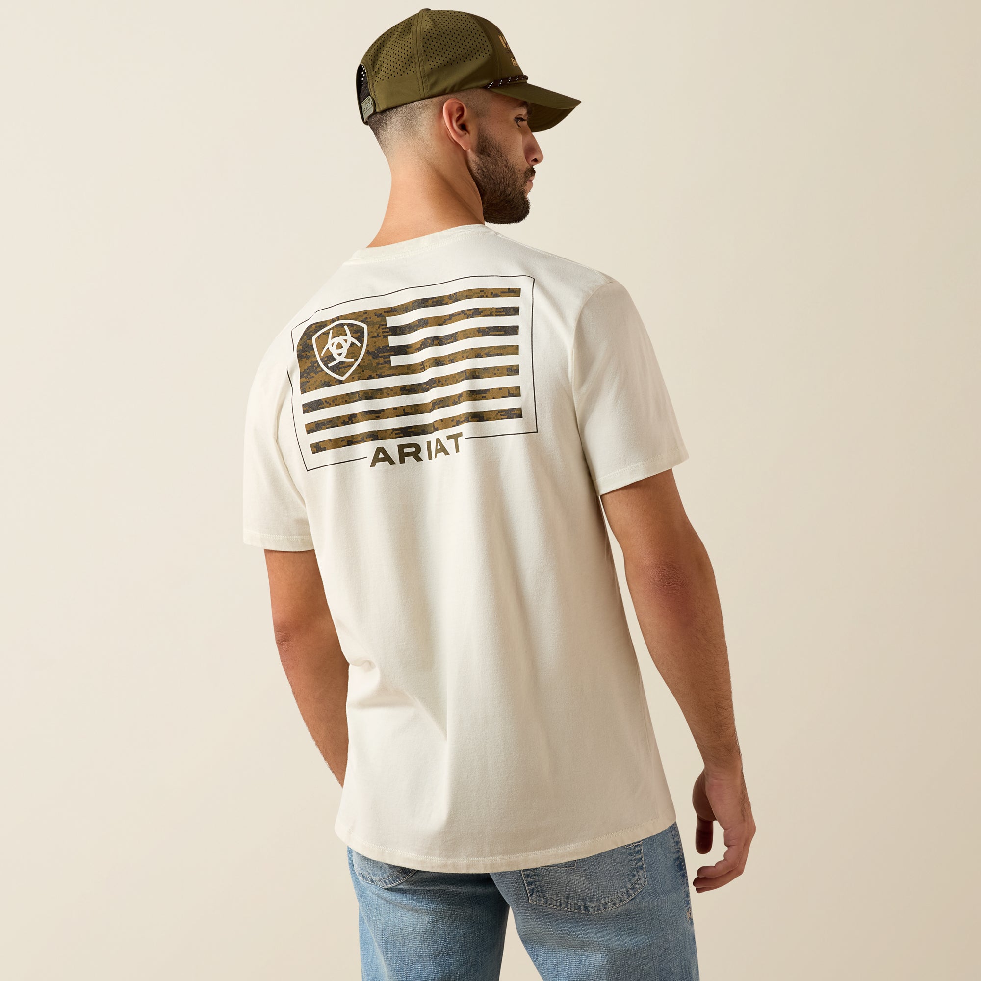 T-shirt Ariat Homme – Buckle Flag Patriot Silver Birch