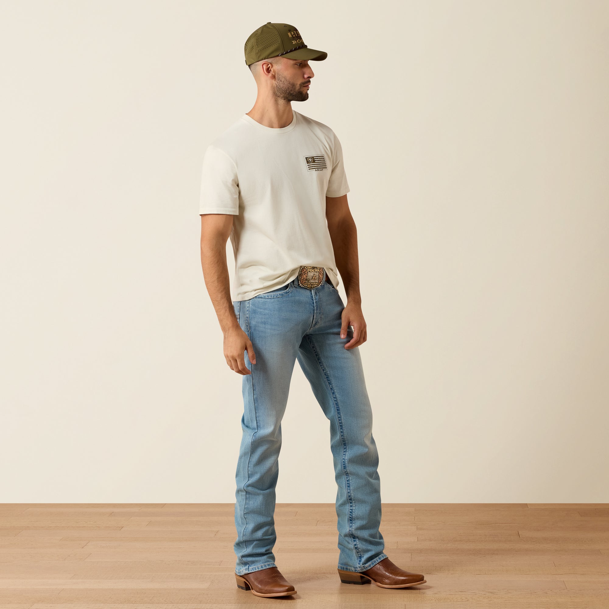 T-shirt Ariat Homme – Buckle Flag Patriot Silver Birch