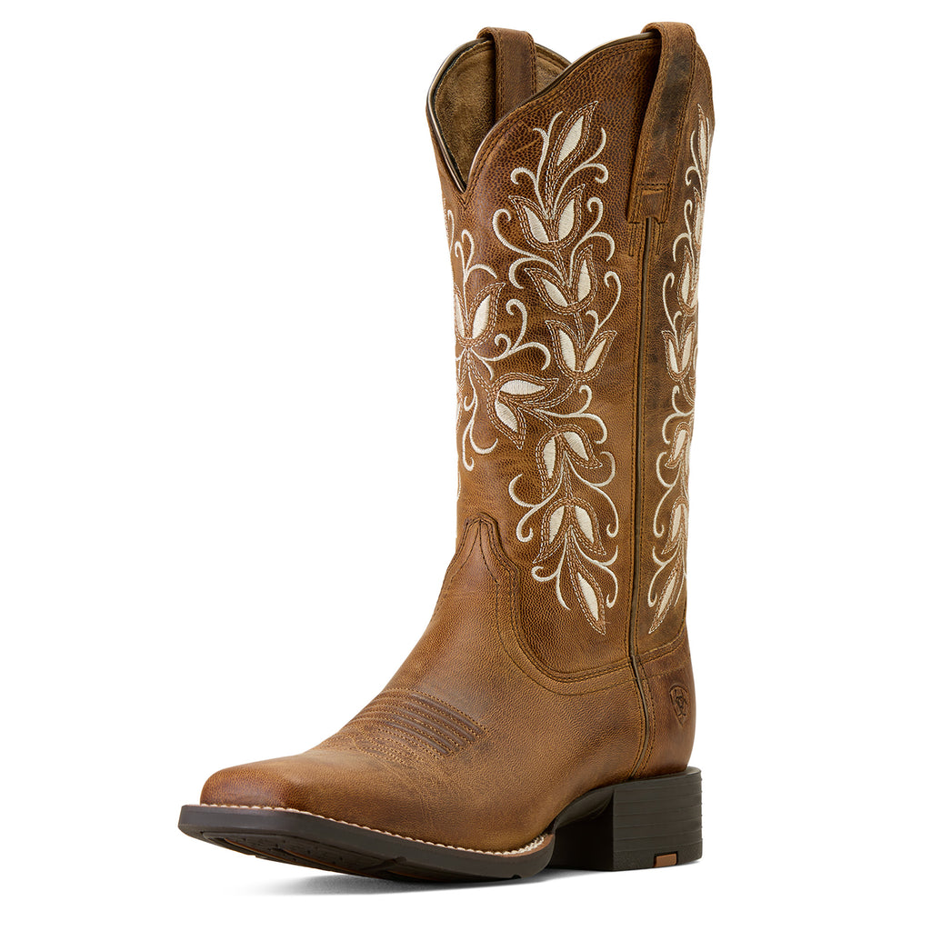 Ariat Round Up Holly Femme – Pearl (Botte Western Bout Carré Large)