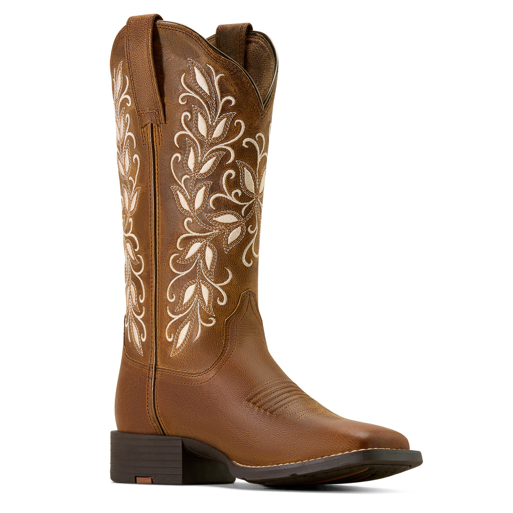Ariat Round Up Holly Femme – Pearl (Botte Western Bout Carré Large)