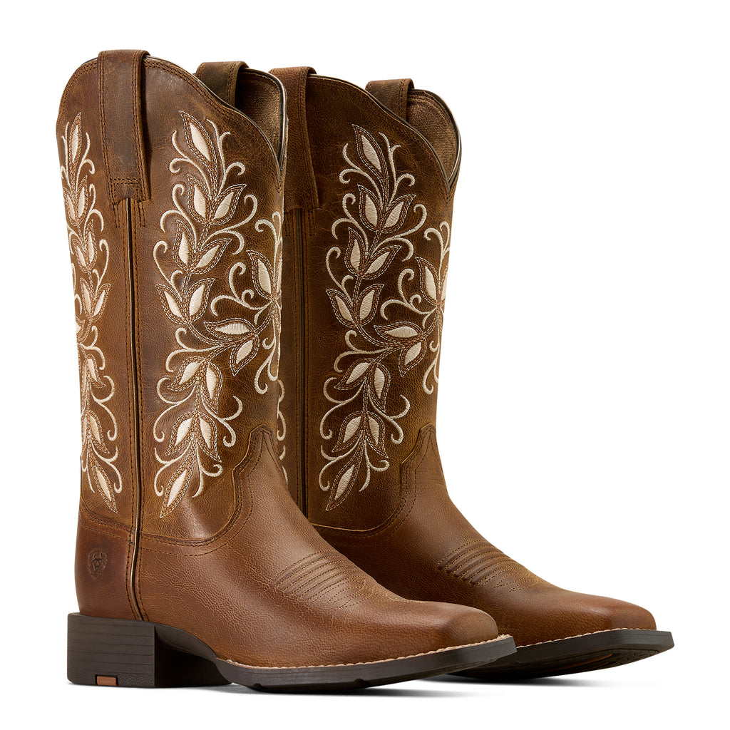 Ariat Round Up Holly Femme – Pearl (Botte Western Bout Carré Large)
