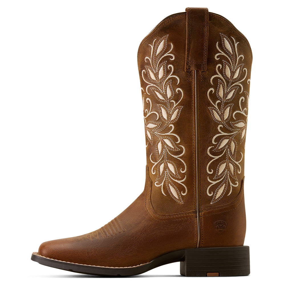 Ariat Round Up Holly Femme – Pearl (Botte Western Bout Carré Large)