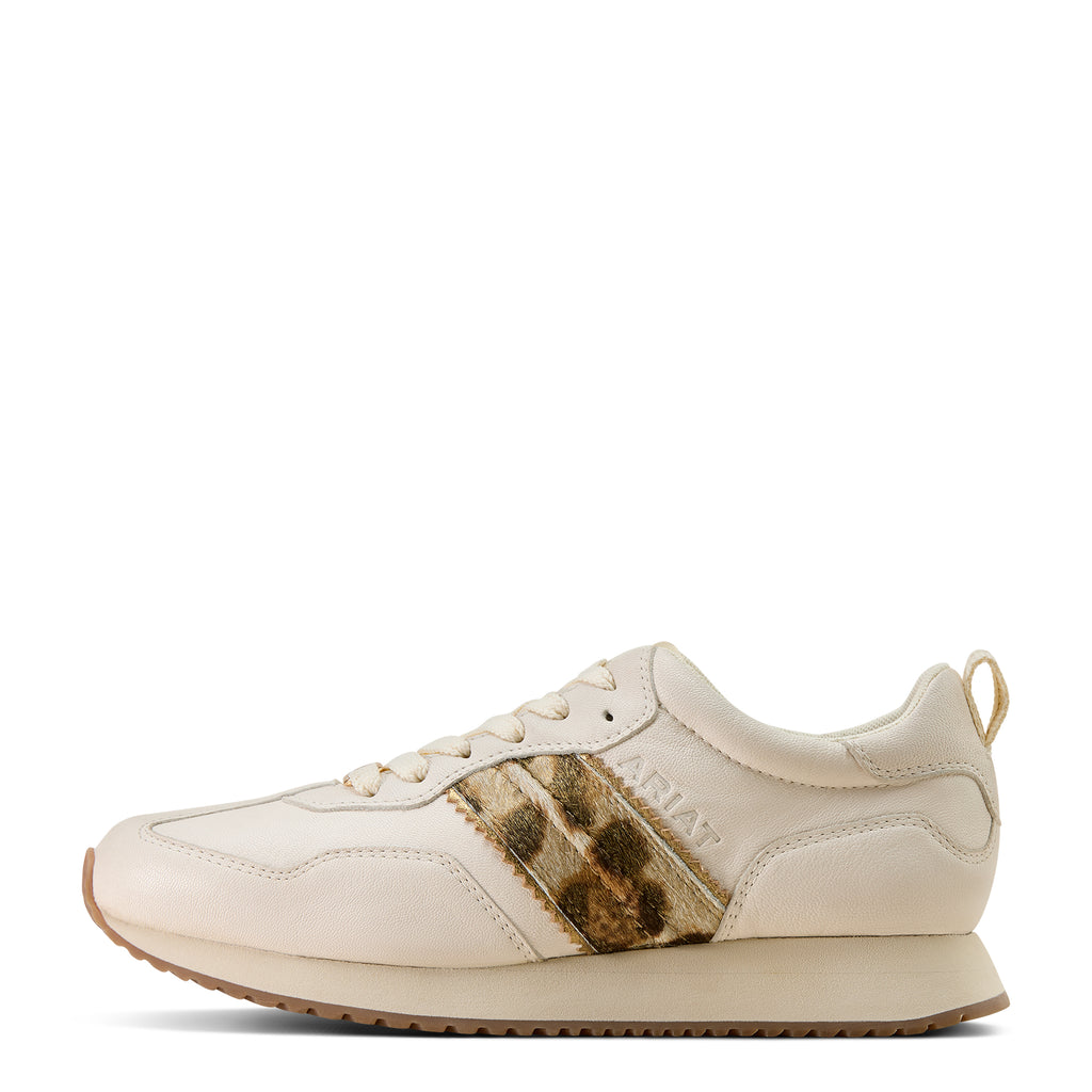 Ariat Ranch Runner Femme – Bright Cream / Gilded Leopard Hair-On
