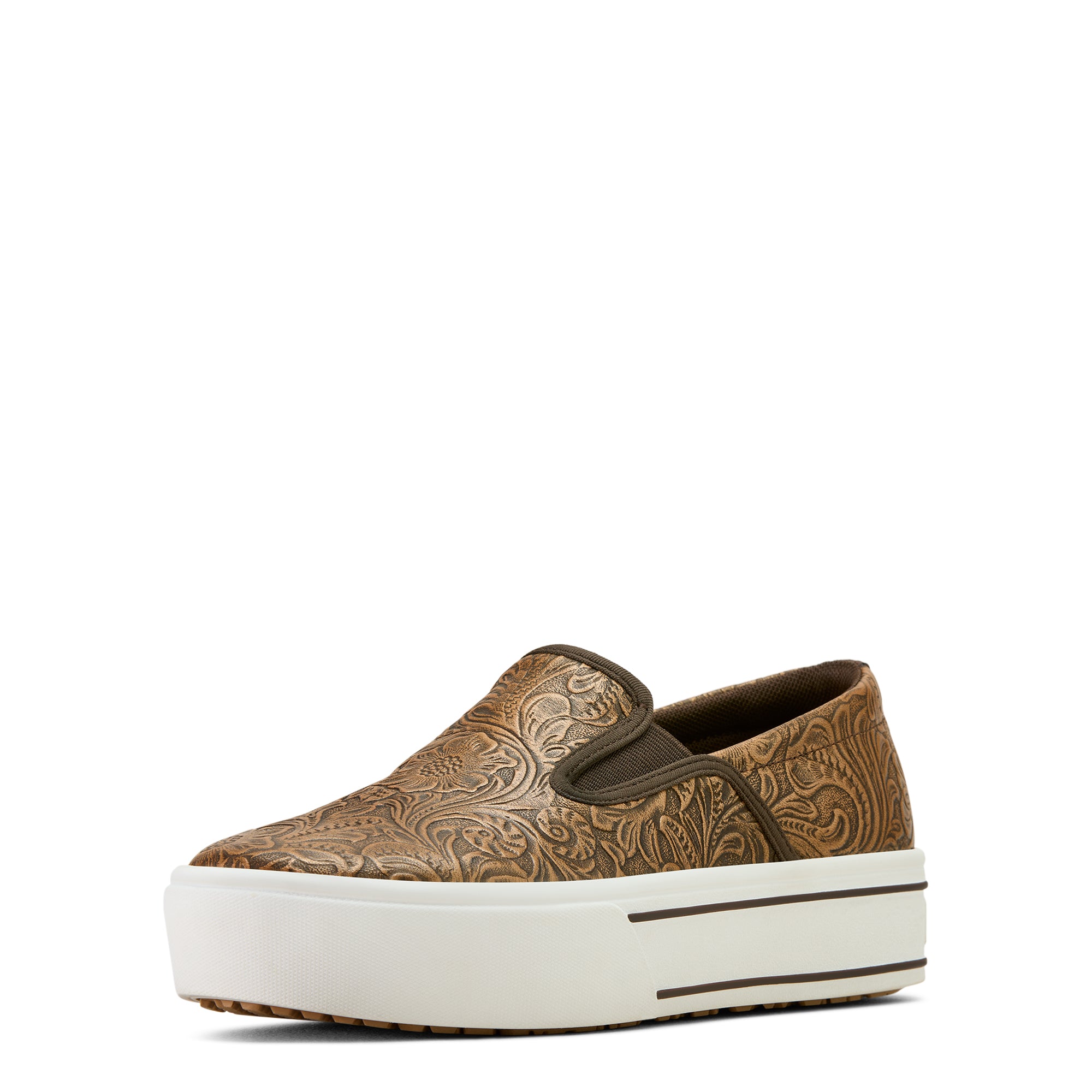 Ariat Skylar Femme – Brown Floral Emboss (Plateforme Slip-On)