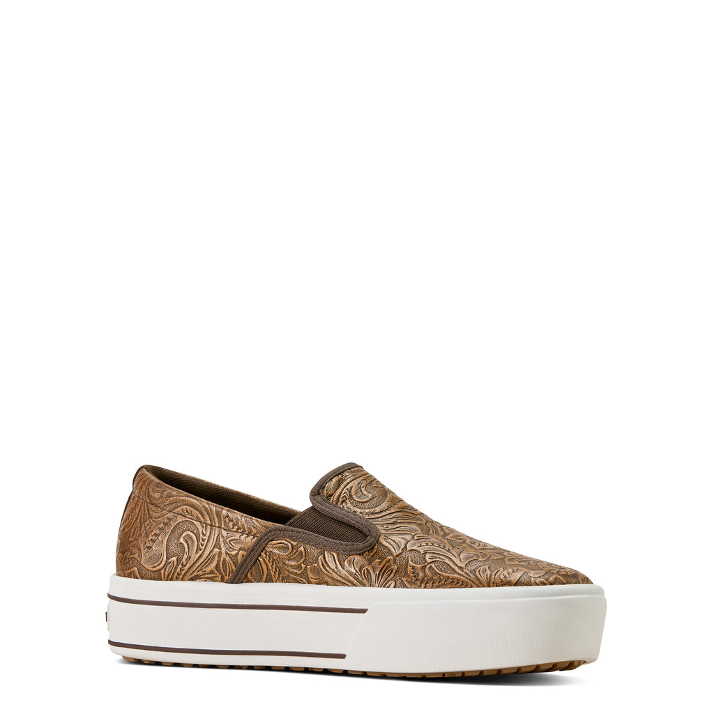 Ariat Skylar Femme – Brown Floral Emboss (Plateforme Slip-On)