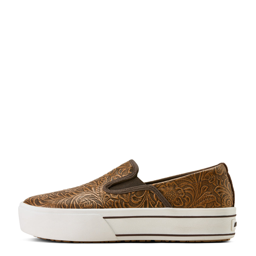 Ariat Skylar Femme – Brown Floral Emboss (Plateforme Slip-On)