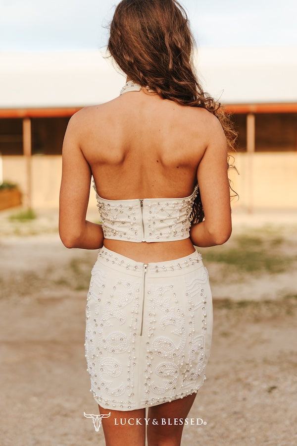 Jupe beige perle