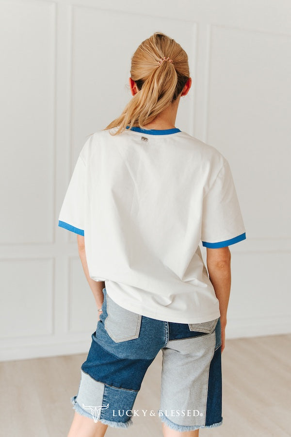 T-shirt western surdimensionné taille plus – Blanc