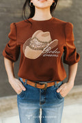 Chandail Brown Studded Cowboy Hat – Beige
