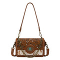 Sac bandoulière Trinity Ranch en poil de vache floral – Brun