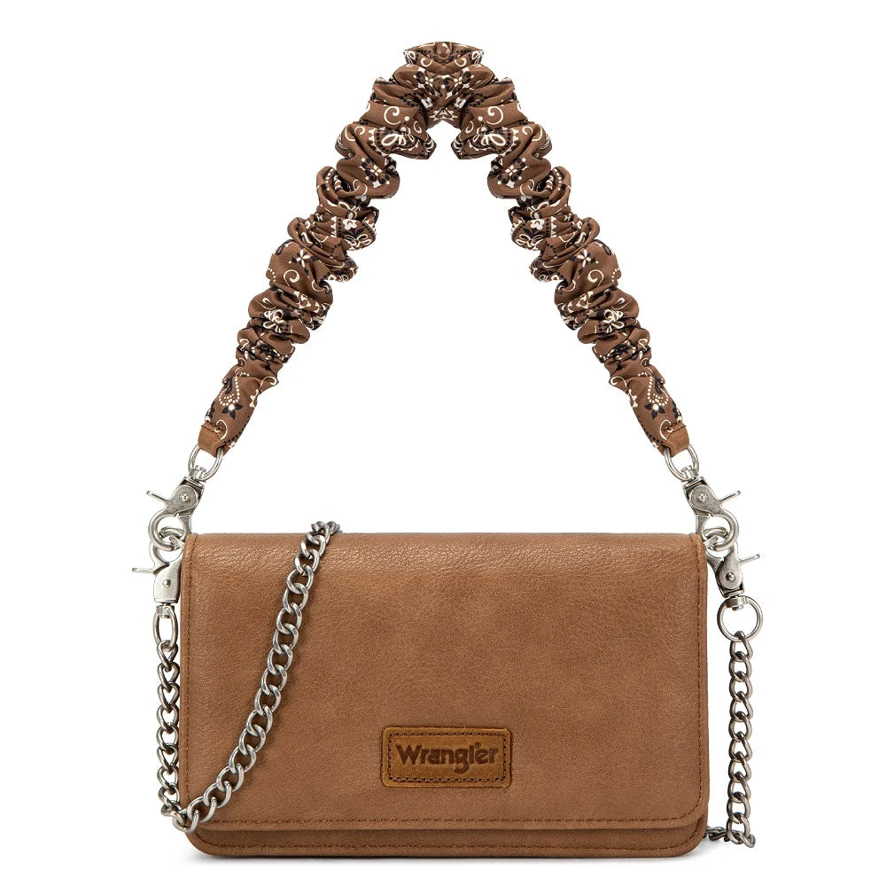 Sac portefeuille Wrangler à rabat bandana – Brun