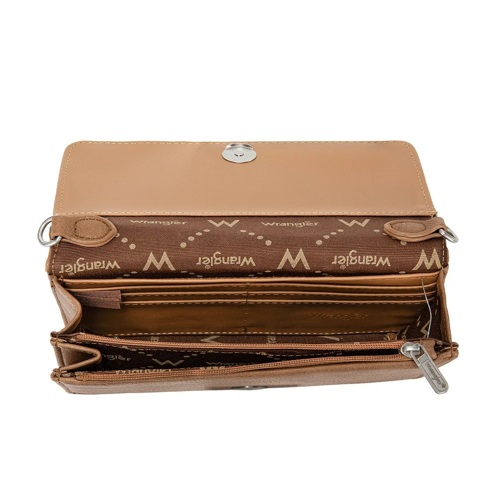 Sac portefeuille Wrangler à rabat bandana – Brun