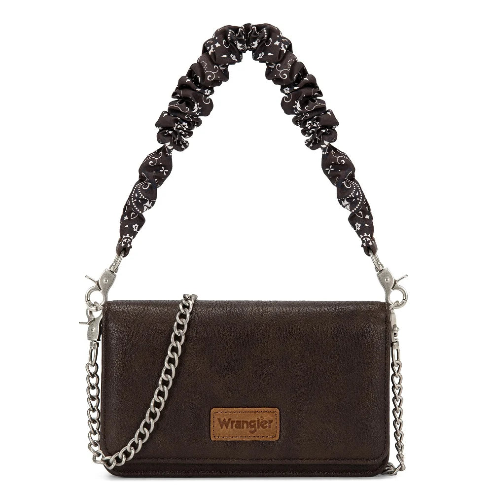 Sac portefeuille Wrangler à rabat bandana – Café