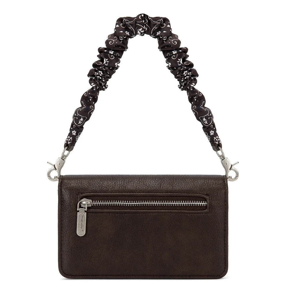 Sac portefeuille Wrangler à rabat bandana – Café