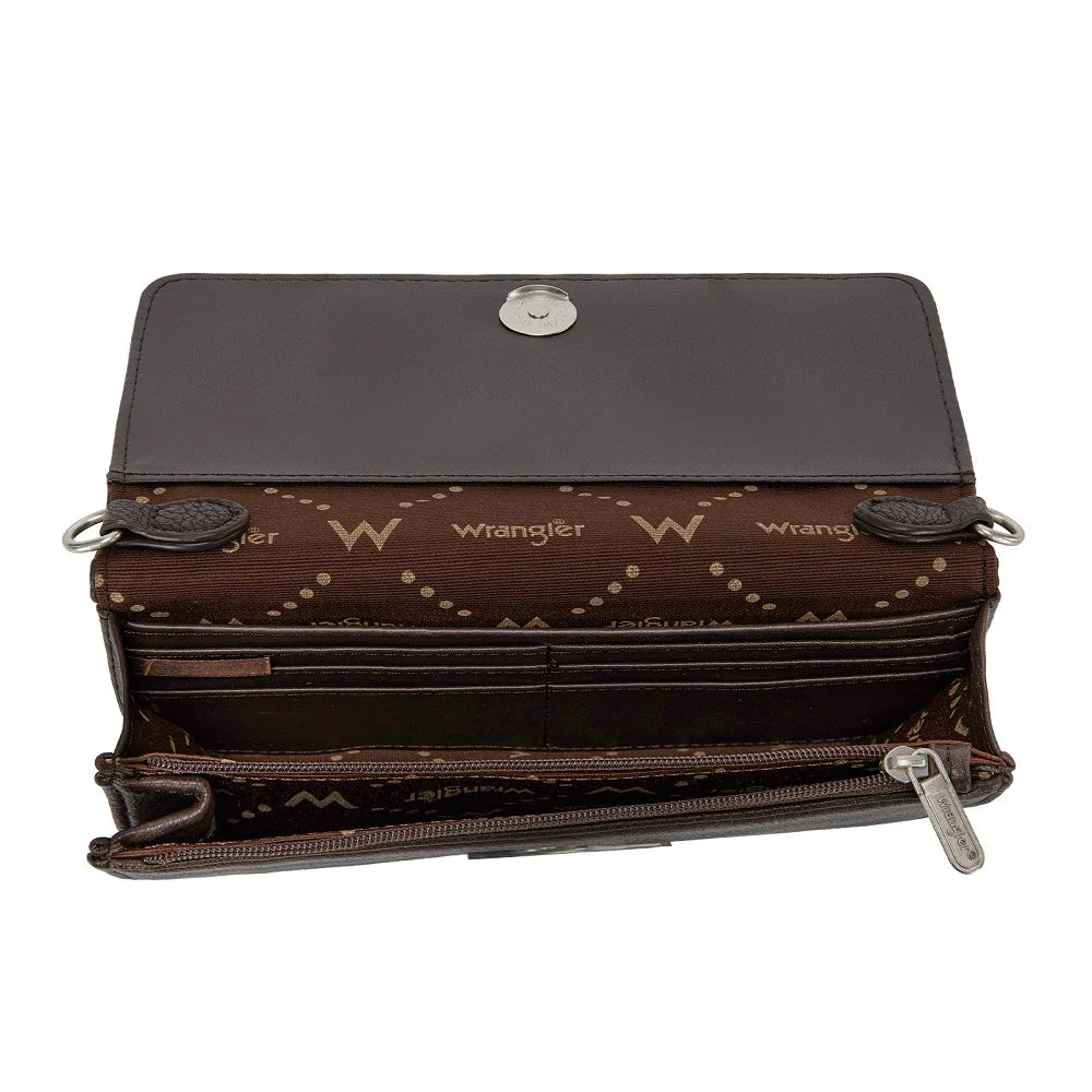Sac portefeuille Wrangler à rabat bandana – Café