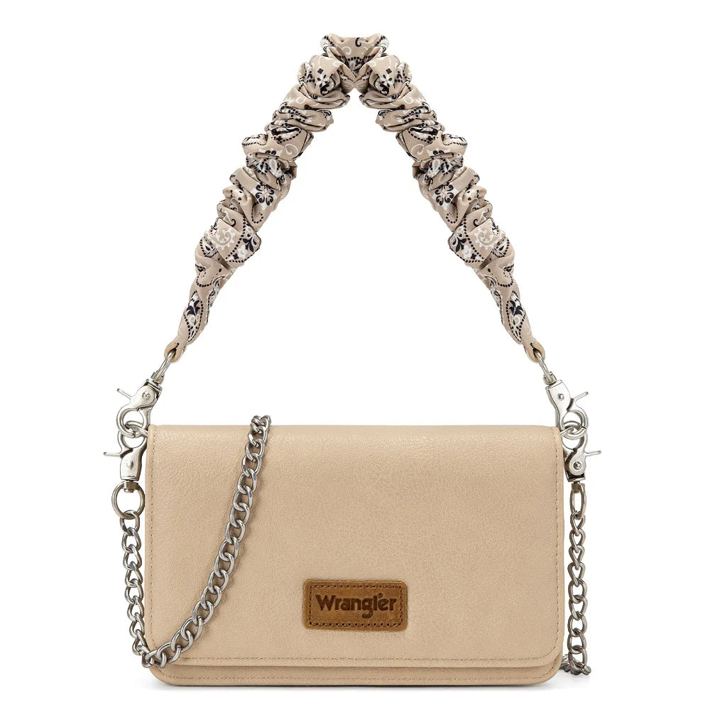 Sac portefeuille Wrangler à rabat bandana – Tan
