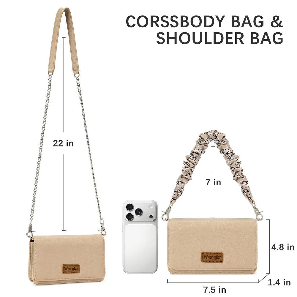 Sac portefeuille Wrangler à rabat bandana – Tan