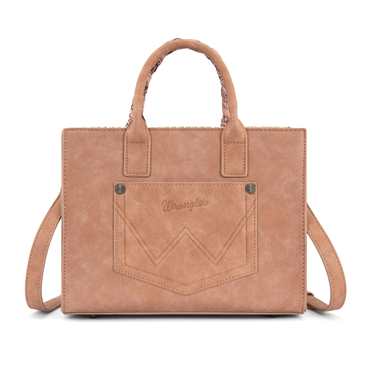 Sac satchel Wrangler Aztec avec foulard – Rose foncé