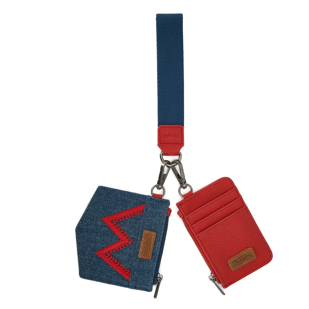 Pochette double Wrangler avec logo W brodé – Rouge