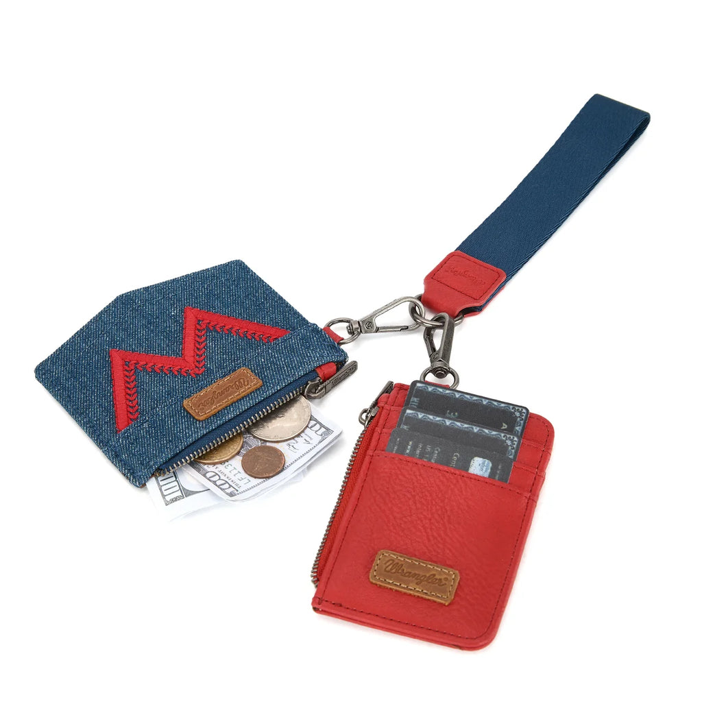 Pochette double Wrangler avec logo W brodé – Rouge
