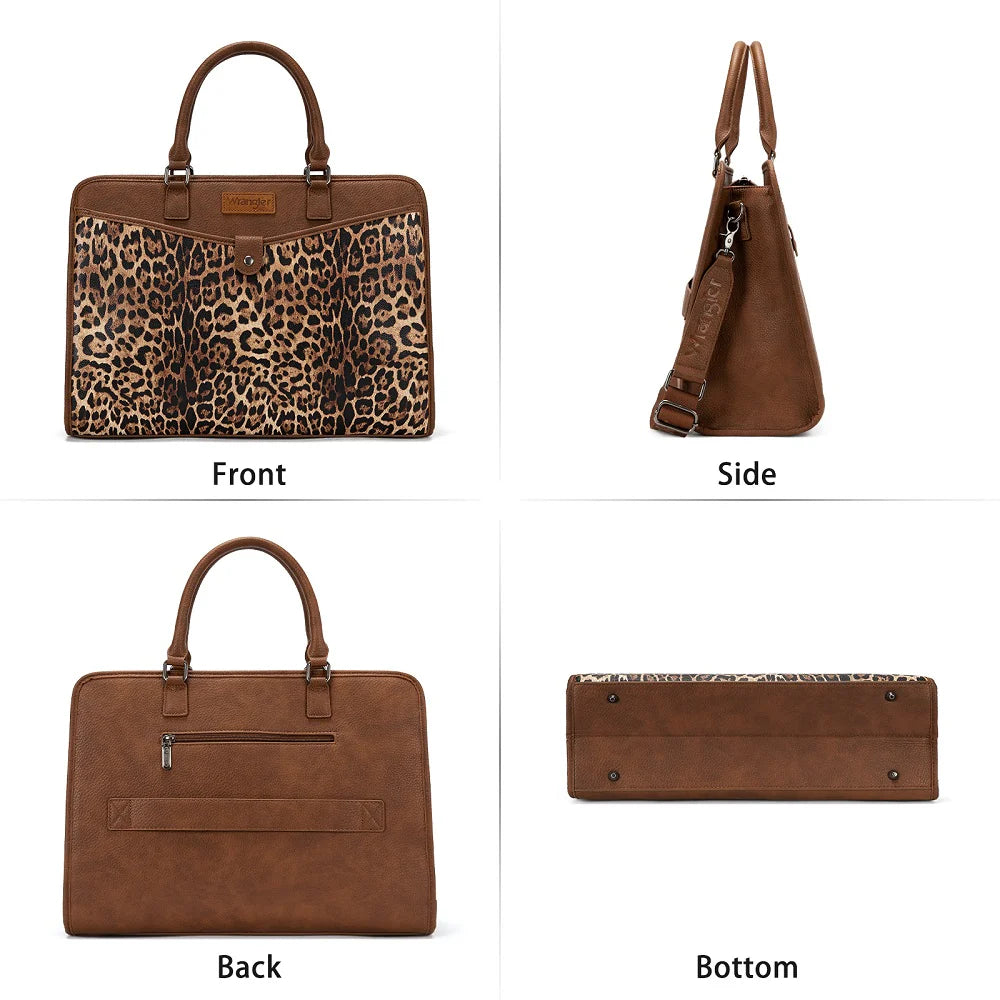 Sac pour ordinateur Wrangler en similicuir grainé – Léopard