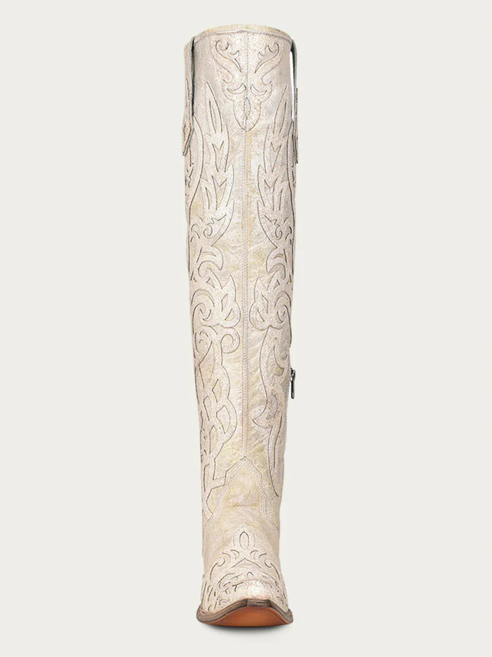 Bottes de cowboy beiges à paillettes et broderies pour femme