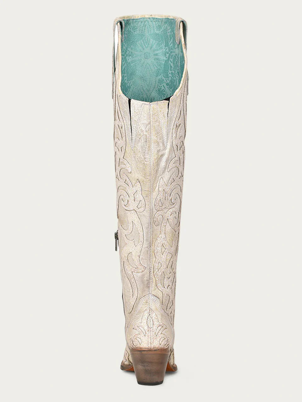 Bottes de cowboy beiges à paillettes et broderies pour femme