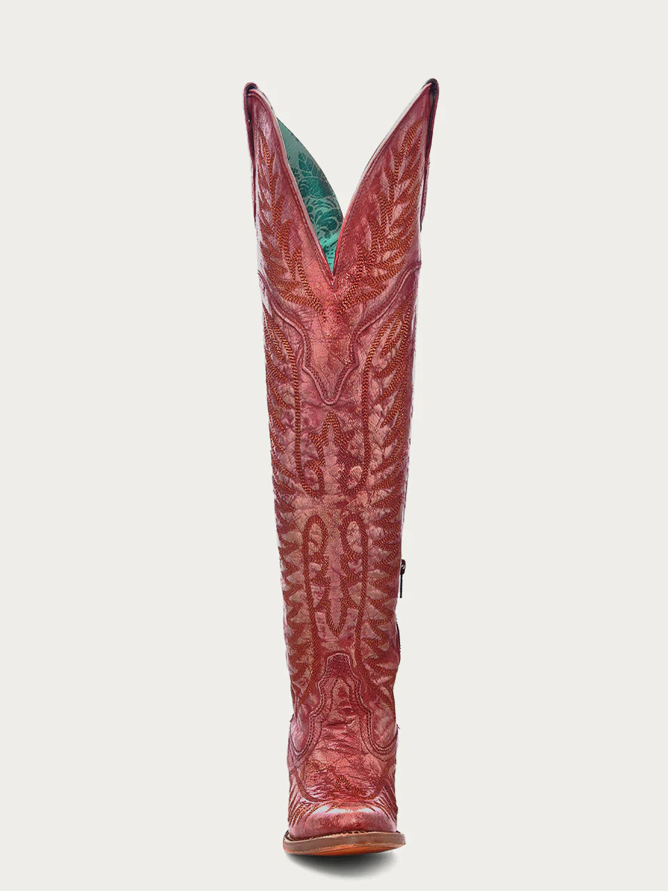 Bottes de cowboy rouges brodées à tige haute pour femme