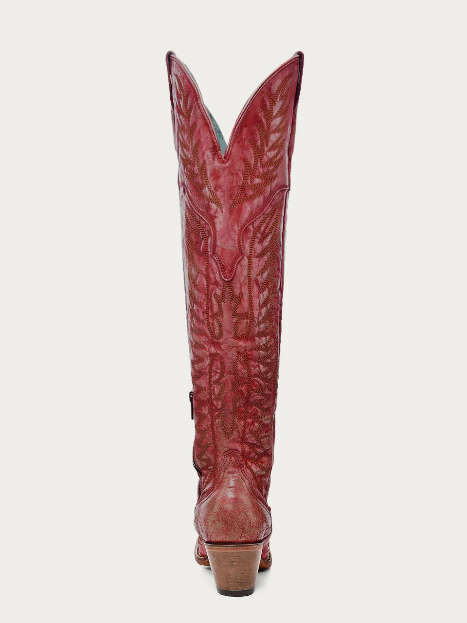 Bottes de cowboy rouges brodées à tige haute pour femme