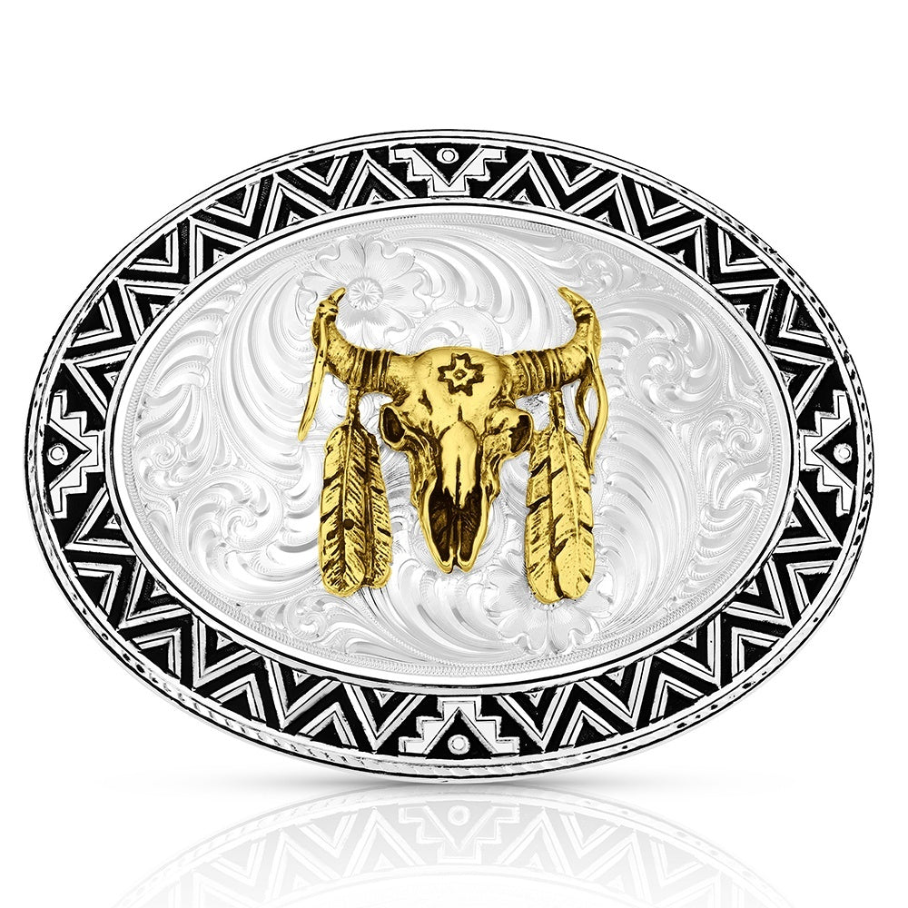 Boucle de ceinture Dancing Compass avec tête de bison