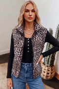 VESTE matelassé à fermeture éclair complète décontracté Western Leopard